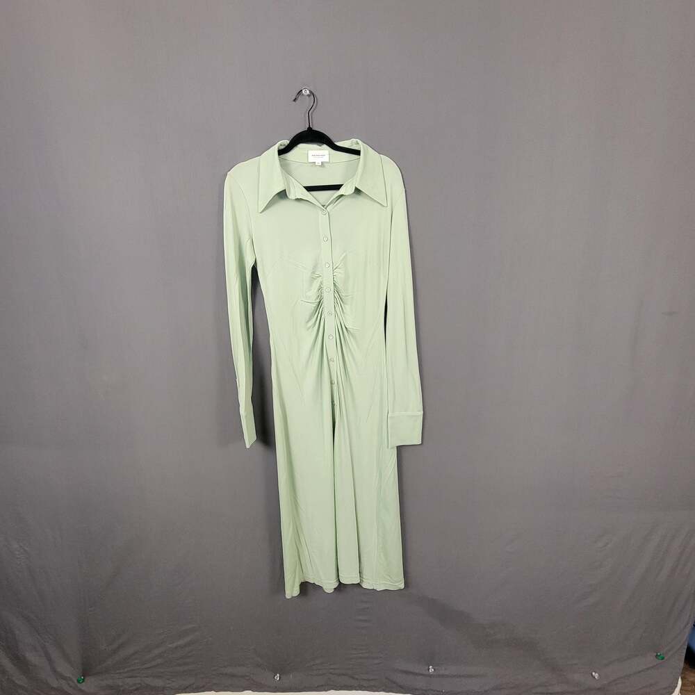 Who What Wear Mint Green Ruched Rayon Maxi Dress Y2K Minimalist Column M Coastal